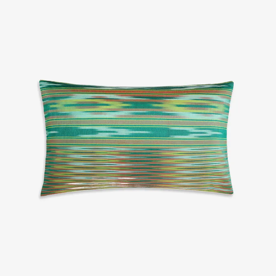 Green Striped Silk Cushion