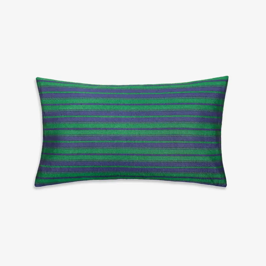 Green Striped Silk Cushion