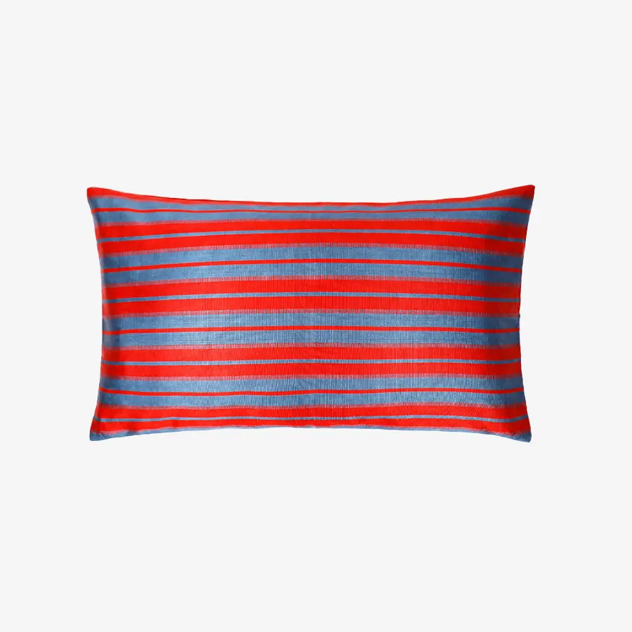 Purple and Red Striped Silk Cushion