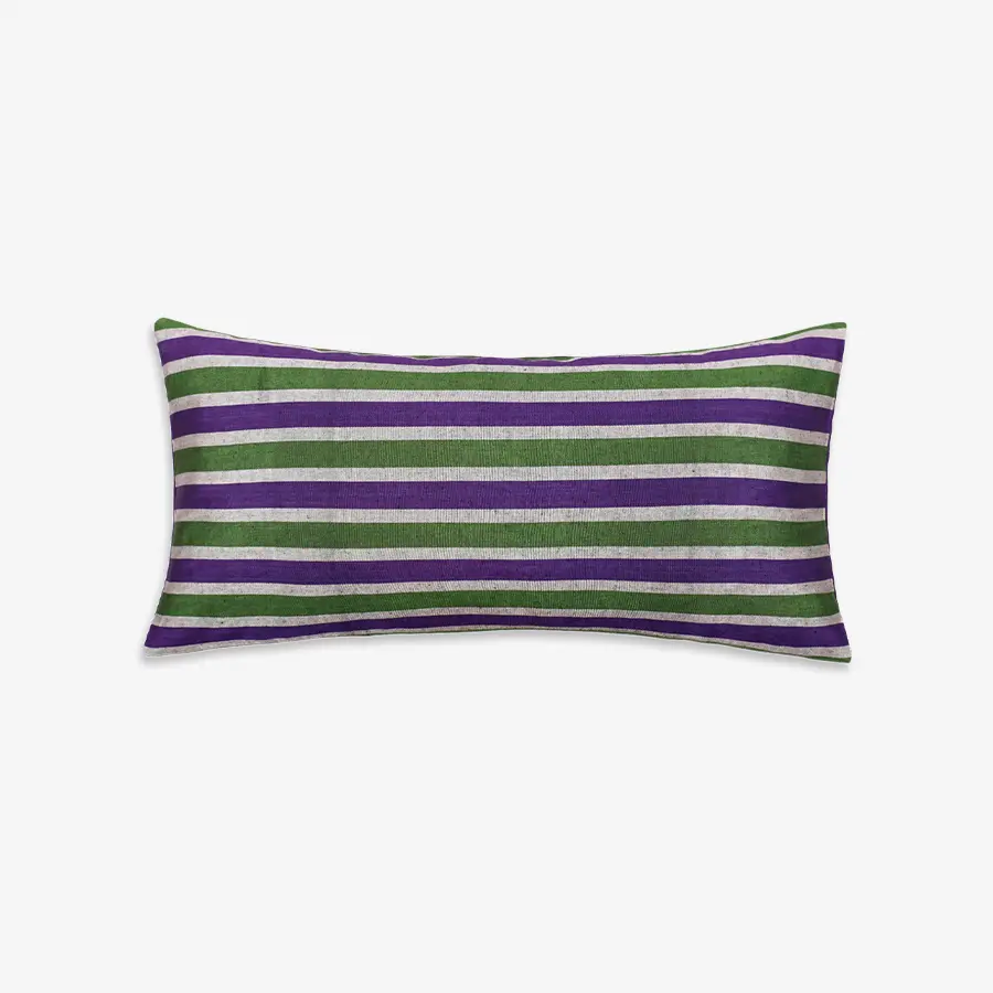 Purple and Green Striped Cushion
