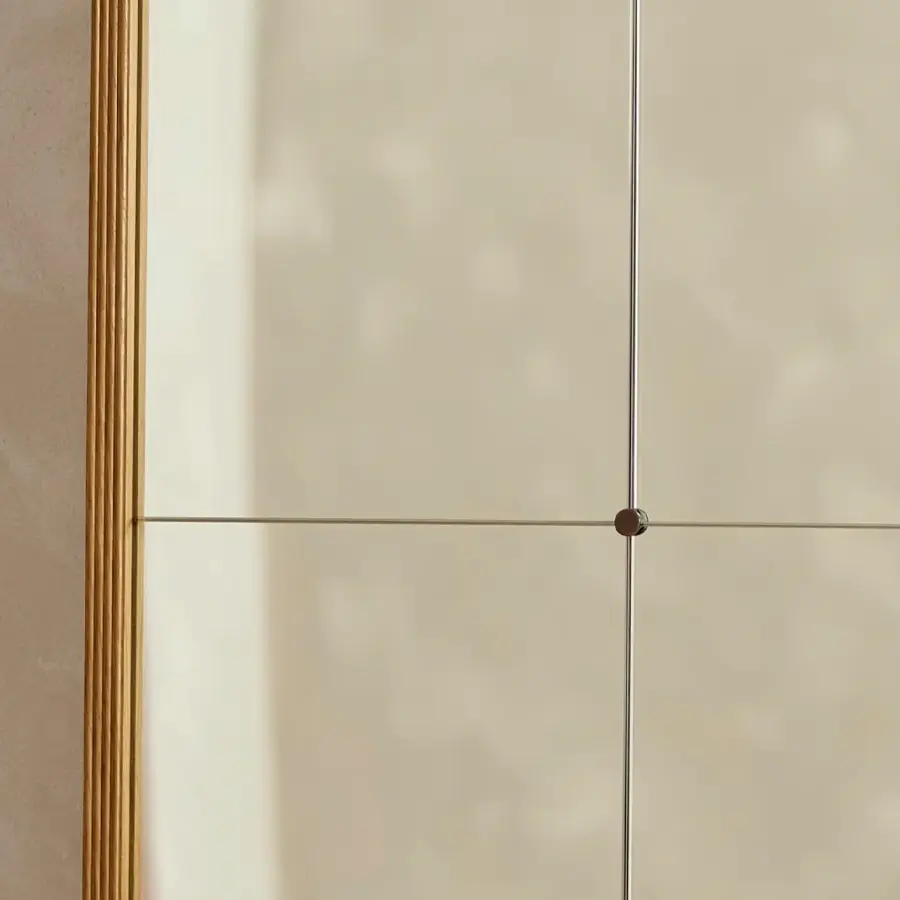 Panelled Mirror with Reeded Oak Frame