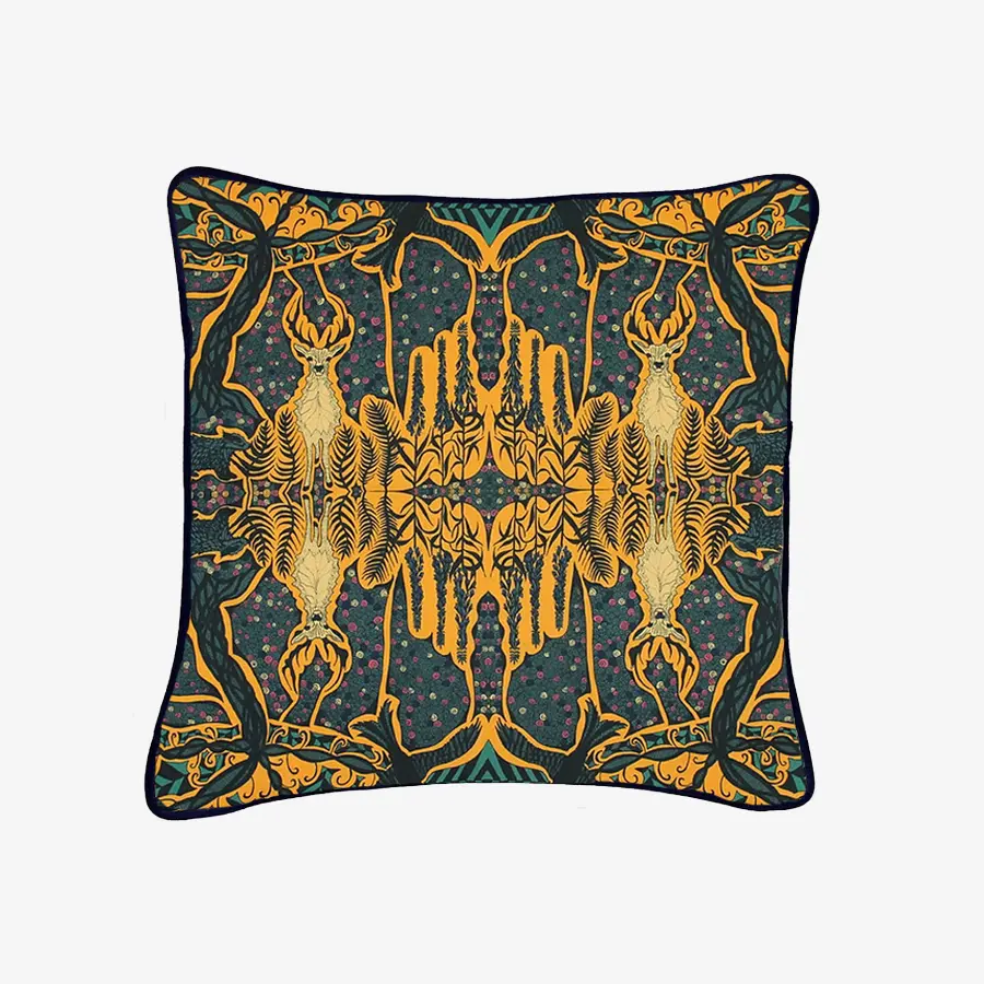 Enchanted Forest Stag Silk Cushion