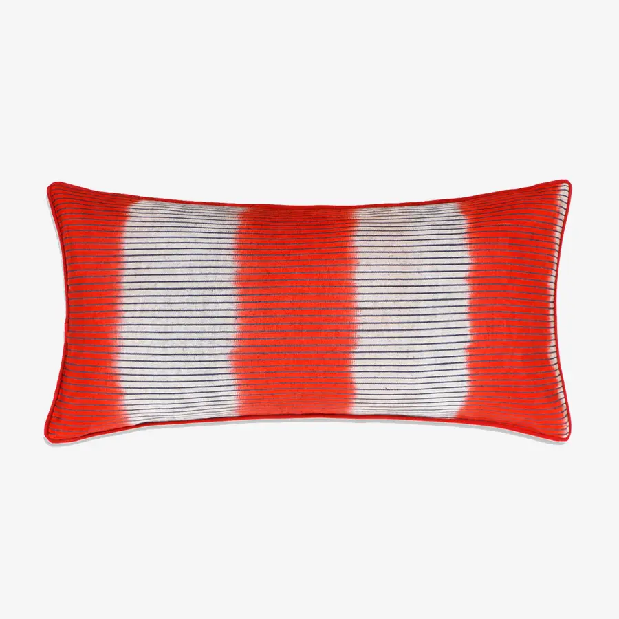 Red Striped Silk Cushion
