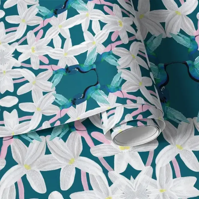 Jasmin Teal Wallpaper