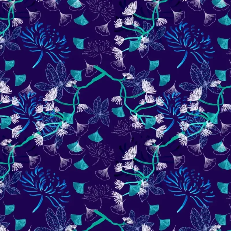 Luxury Fabrics - Midnight Magnolia and Ginkgo