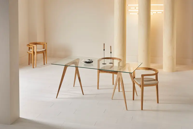 JW/W1 Trestle Legs with Dining Glass Top