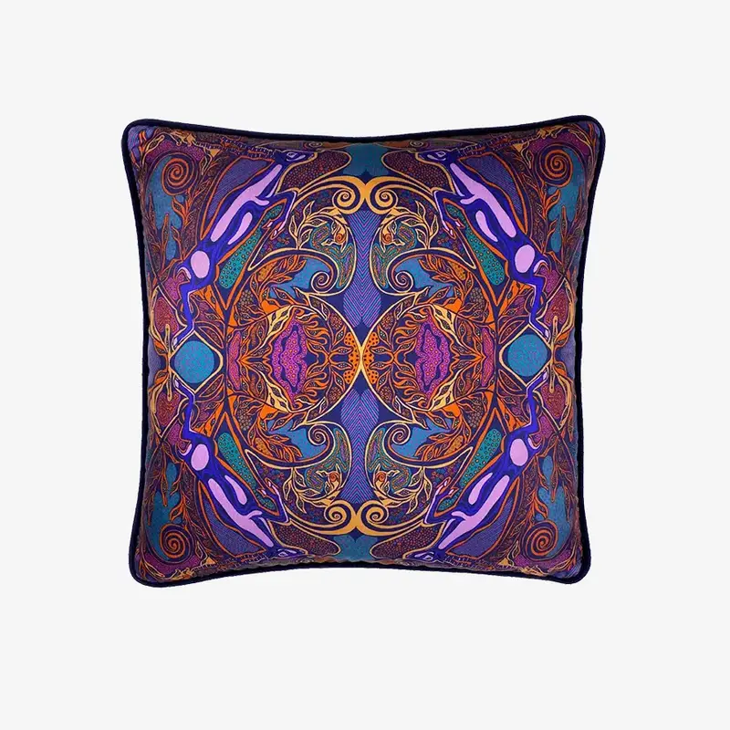 Blackbuck Silk Cushion Pink Orange