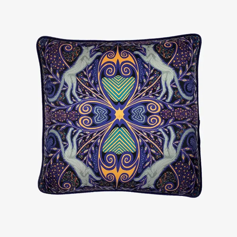 Gray Wolf Silk Cushion