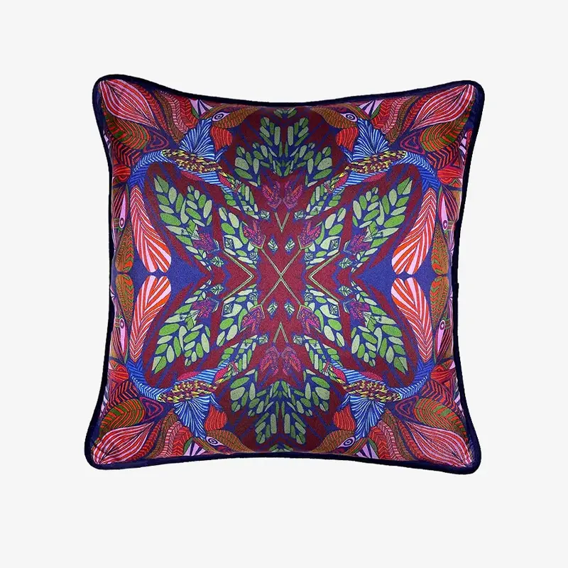 Hummingbird Pink Silk Cushion