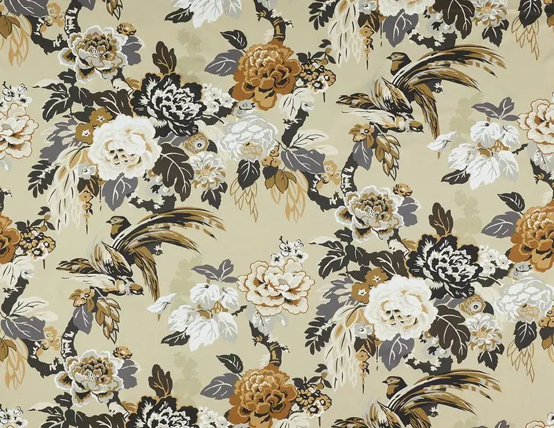 Grand Floral in Mocha Cotton