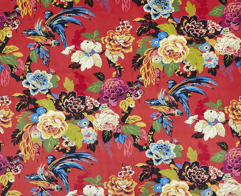 Grand Floral in Vermillion Velvet