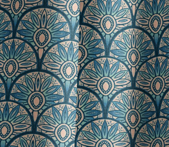 Floral Burst Ocean Natural Cotton Linen Mix