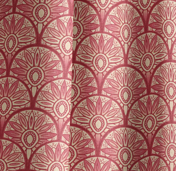 Floral Burst Rouge Natural Cotton Linen Mix