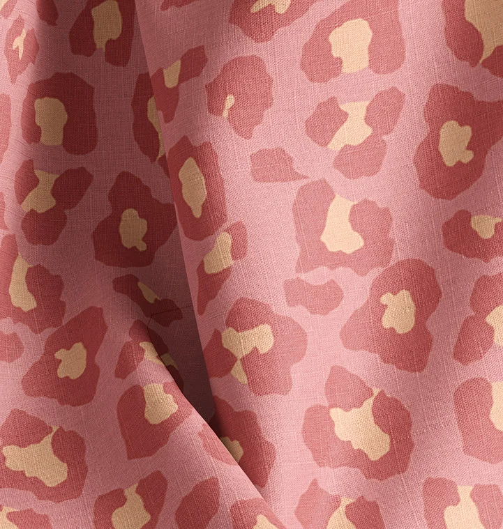 Leopard Blush Natural Cotton Linen Mix
