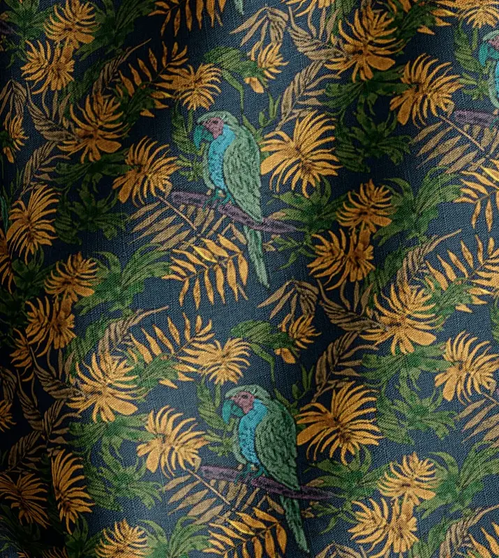 Tropic Darkness Natural Cotton Linen Mix