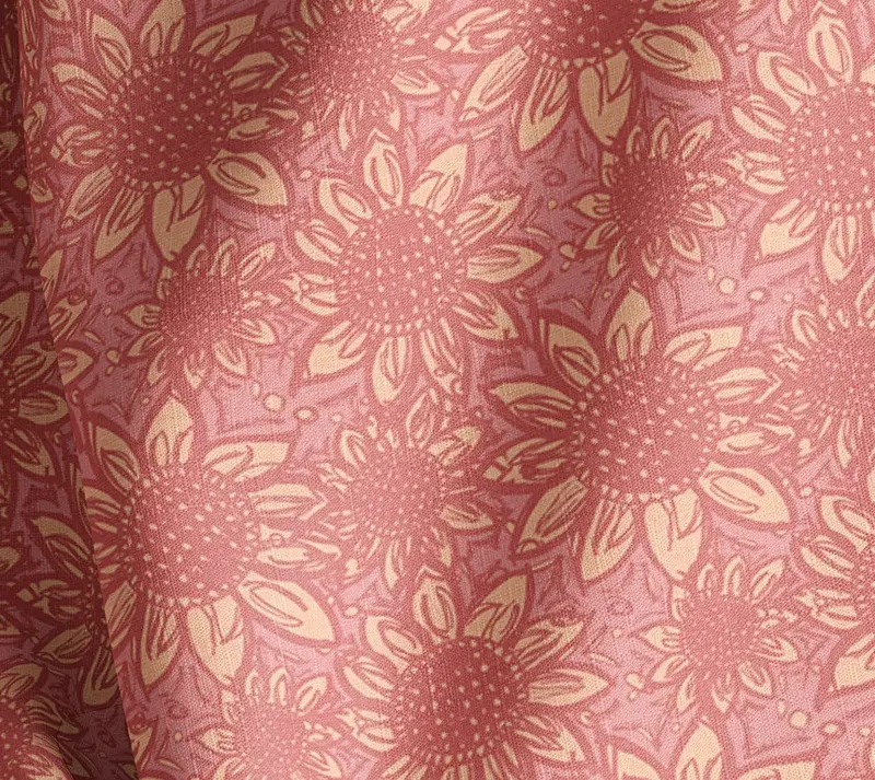 Tropic Flower Blush Natural Cotton Linen Mix