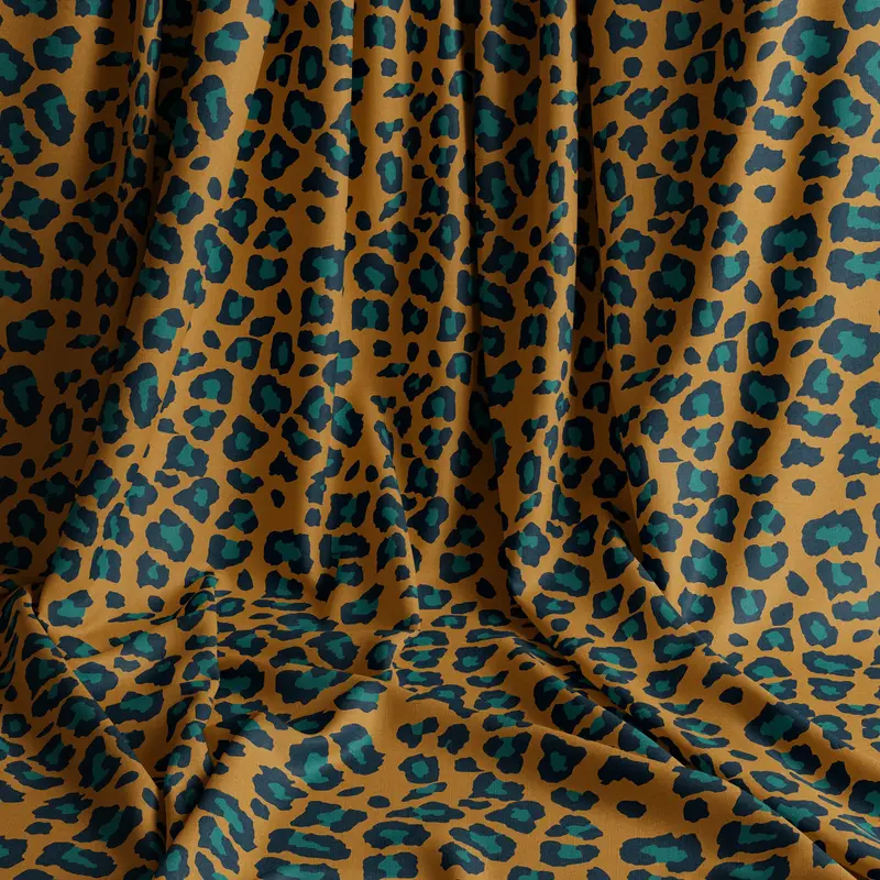 Leopard Golden Natural Cotton Linen Mix