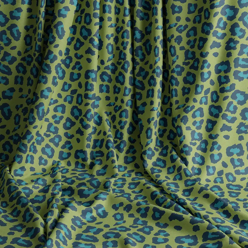 Leopard Lime Natural Cotton Linen Mix