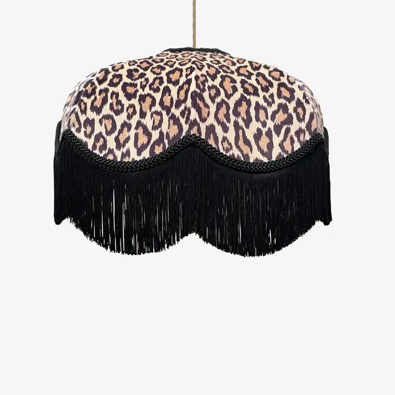 The Fauve Handmade Leopard Print Lampshade With Black Fringe