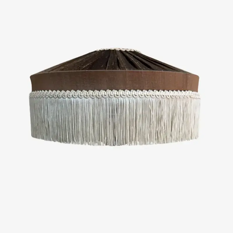 The Peggy Silk Fringed Lampshade Brown