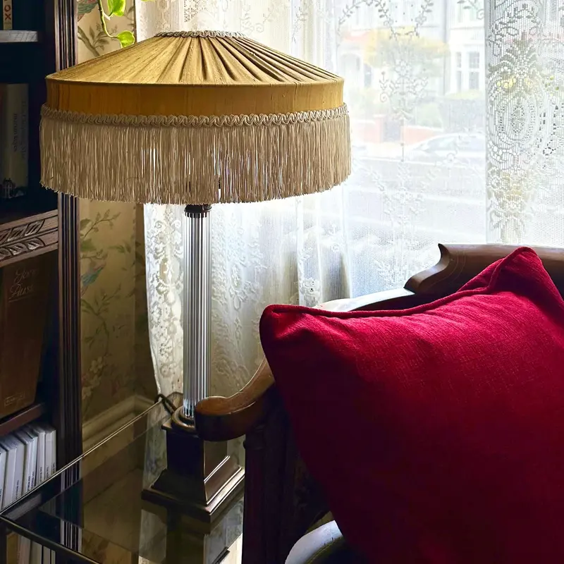 The Peggy Silk Fringed Lampshade Gold