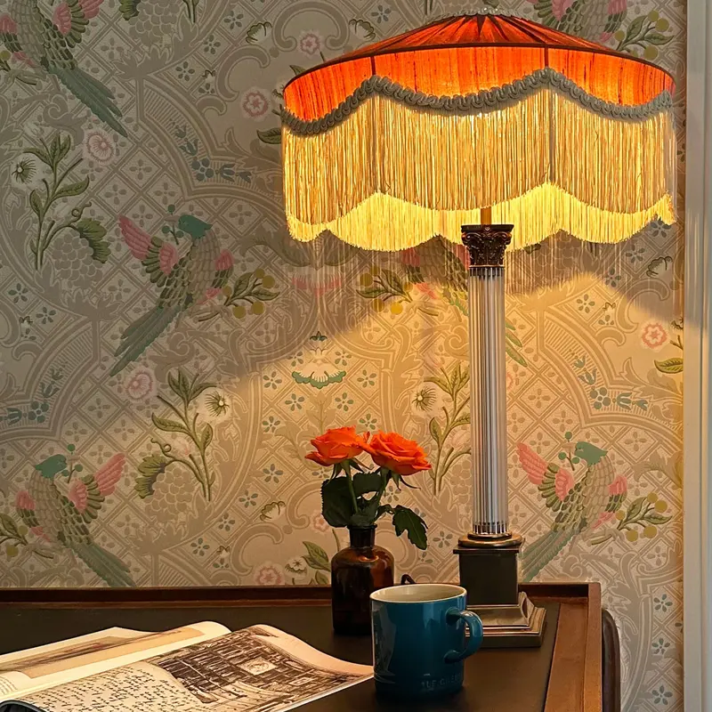 The Peggy Silk Fringed Lampshade Rust