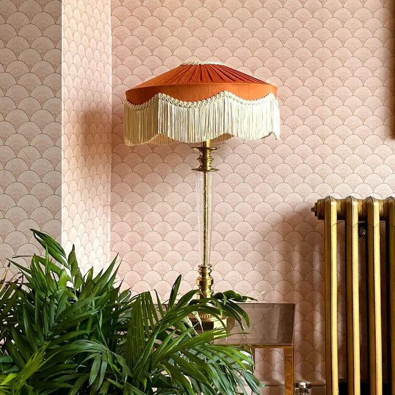 The Peggy Silk Fringed Lampshade Rust