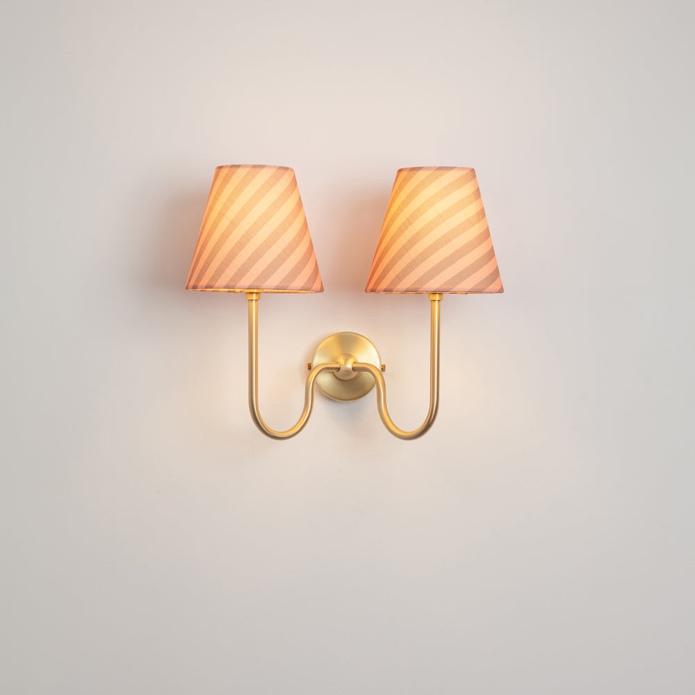 Juno Double Wall Light - Striped Linen