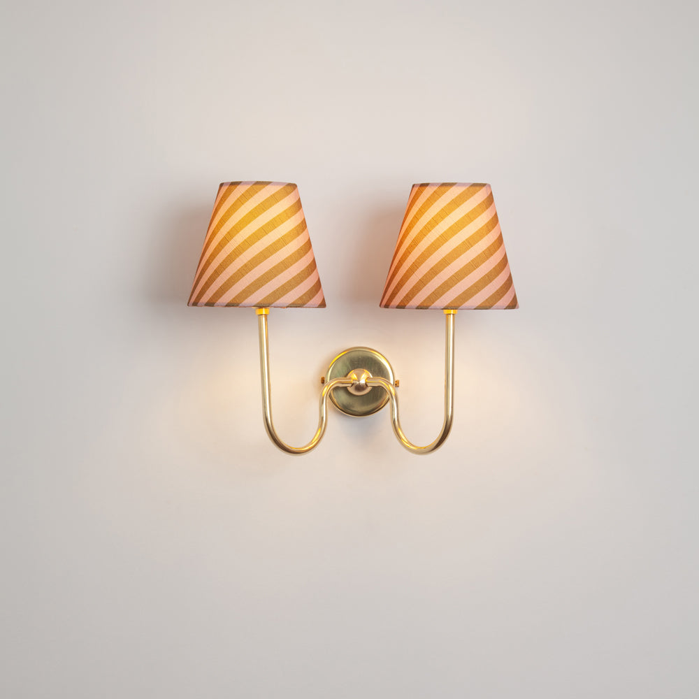 Juno Double Wall Light - Striped Linen