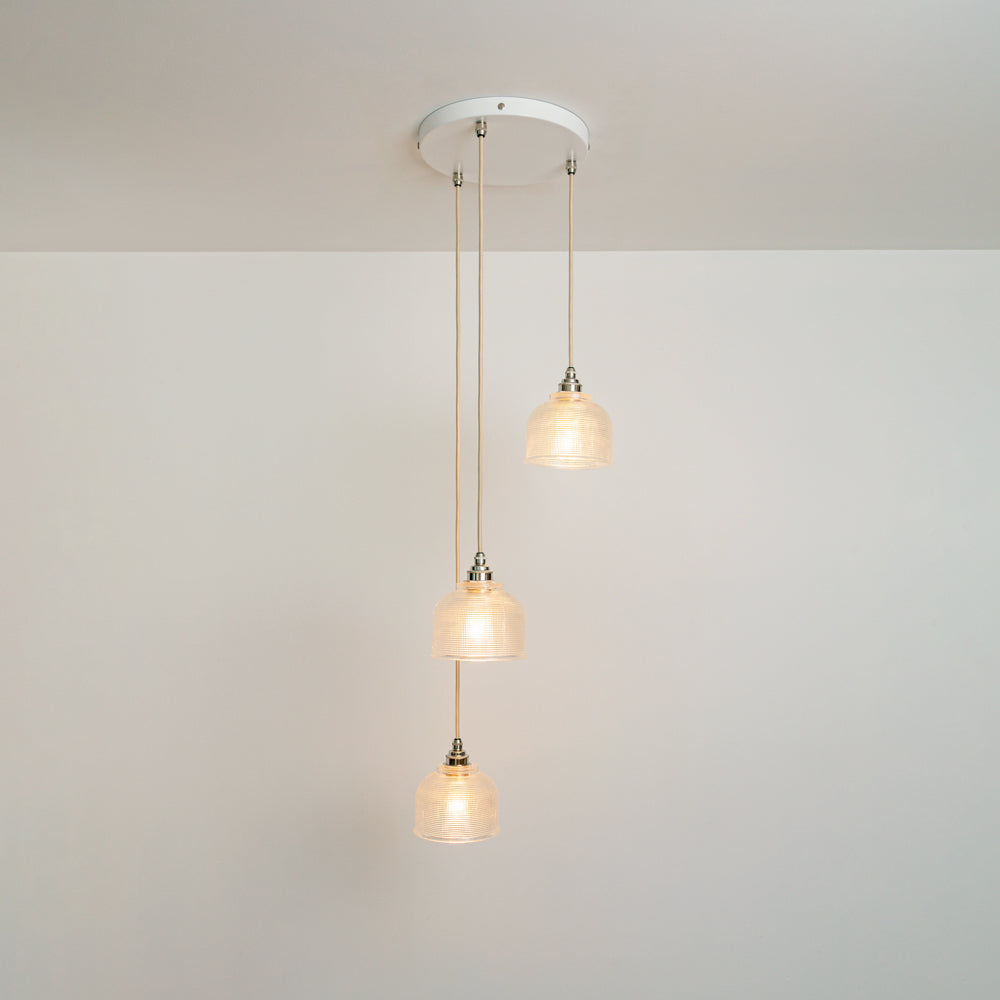 Prismatic Glass Triple Drop Pendant