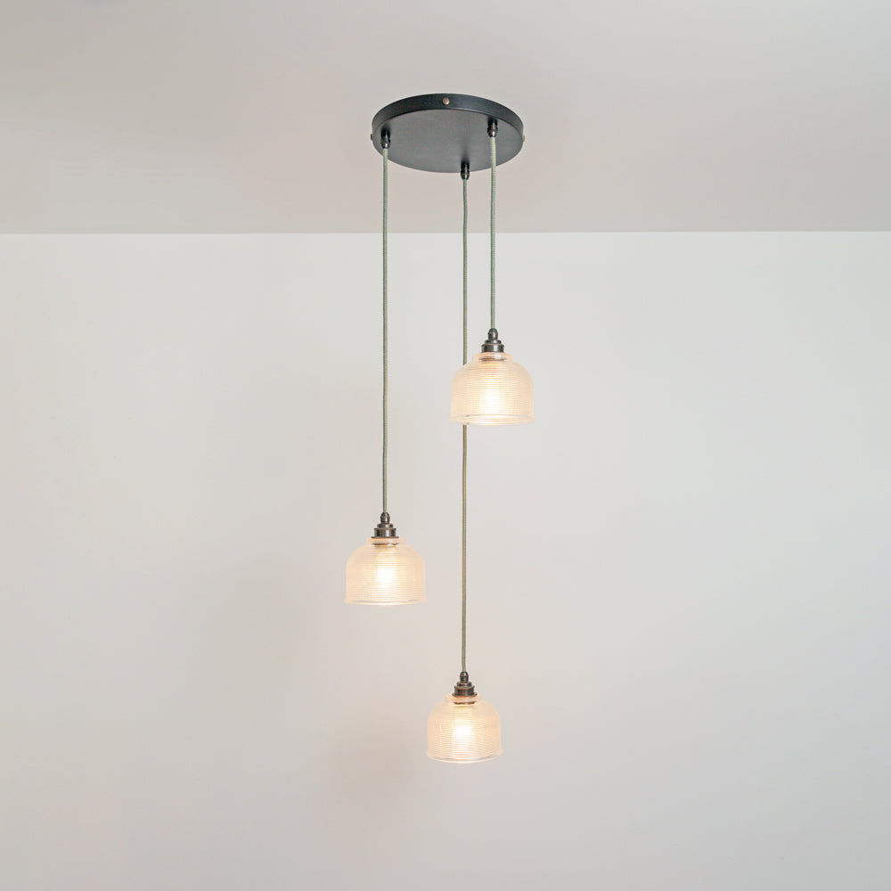 Prismatic Glass Triple Drop Pendant